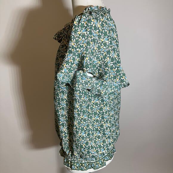 NWT Max Studio Green Floral Split Neck Flutter Sleeve Blouse Womens Size Small S - Picture 5 of 13